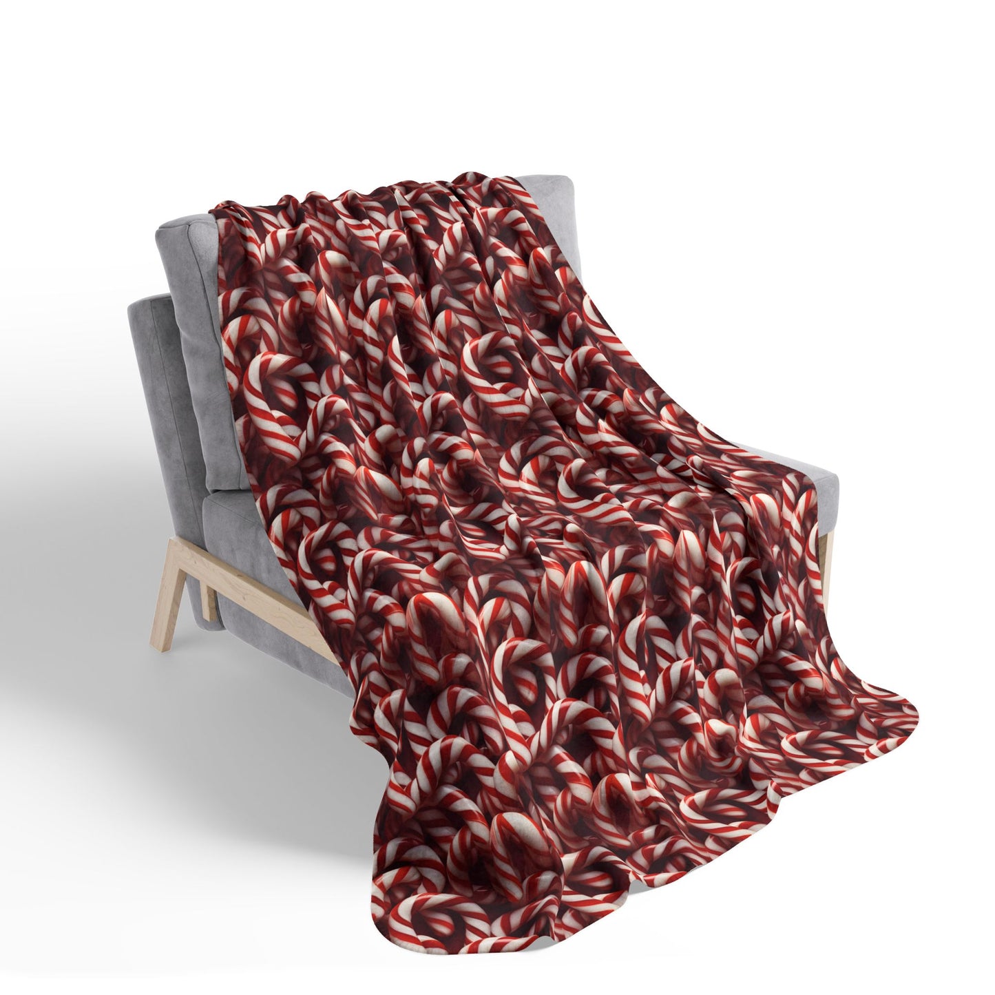 Christmas Candy Canes Fleece Sherpa Blanket