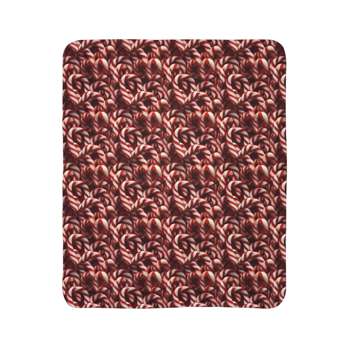 Christmas Candy Canes Fleece Sherpa Blanket