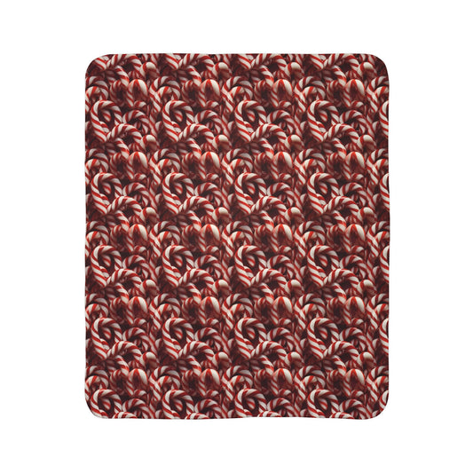 Christmas Candy Canes Fleece Sherpa Blanket