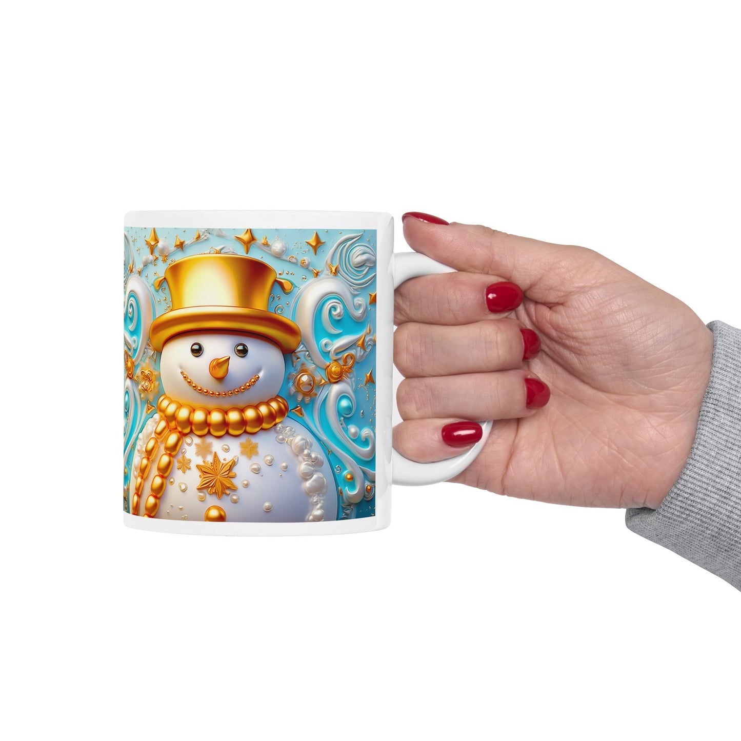 Gold Snowman Ceramic Mug