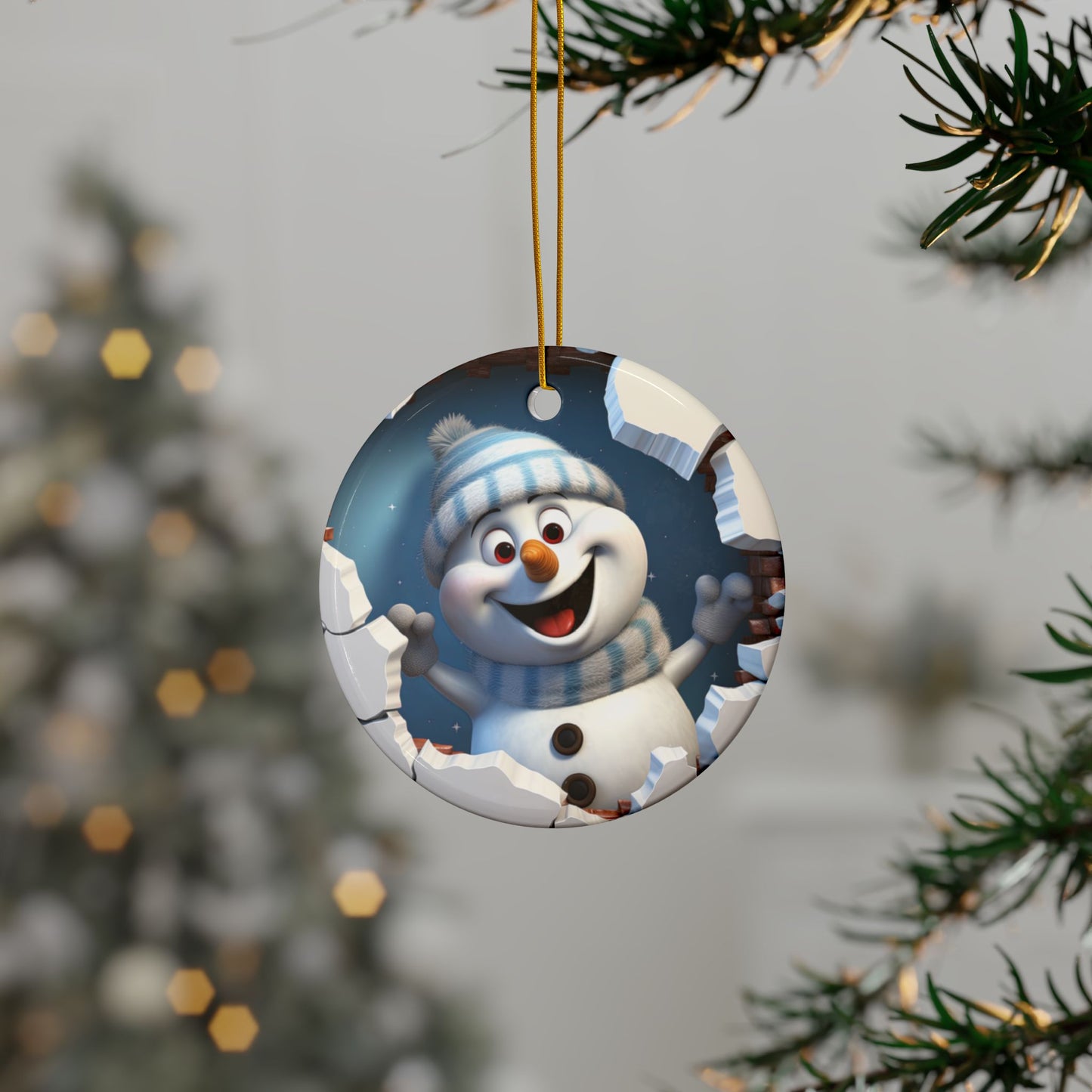 Snowman Christmas Ceramic Ornament