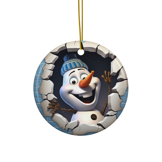 Merry Snowman Christmas Ceramic Ornament