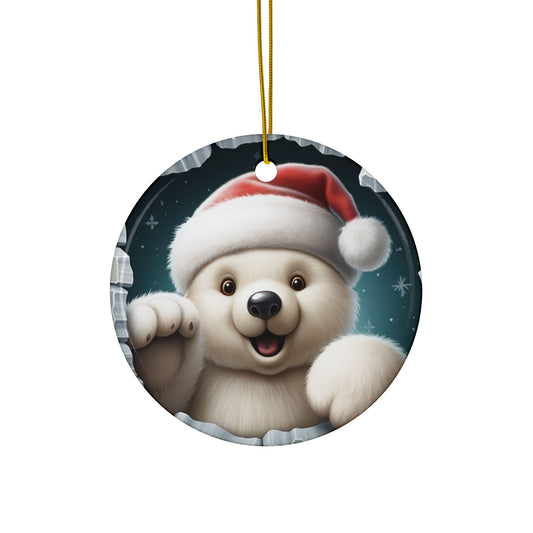 Christmas Bear Ceramic Ornament