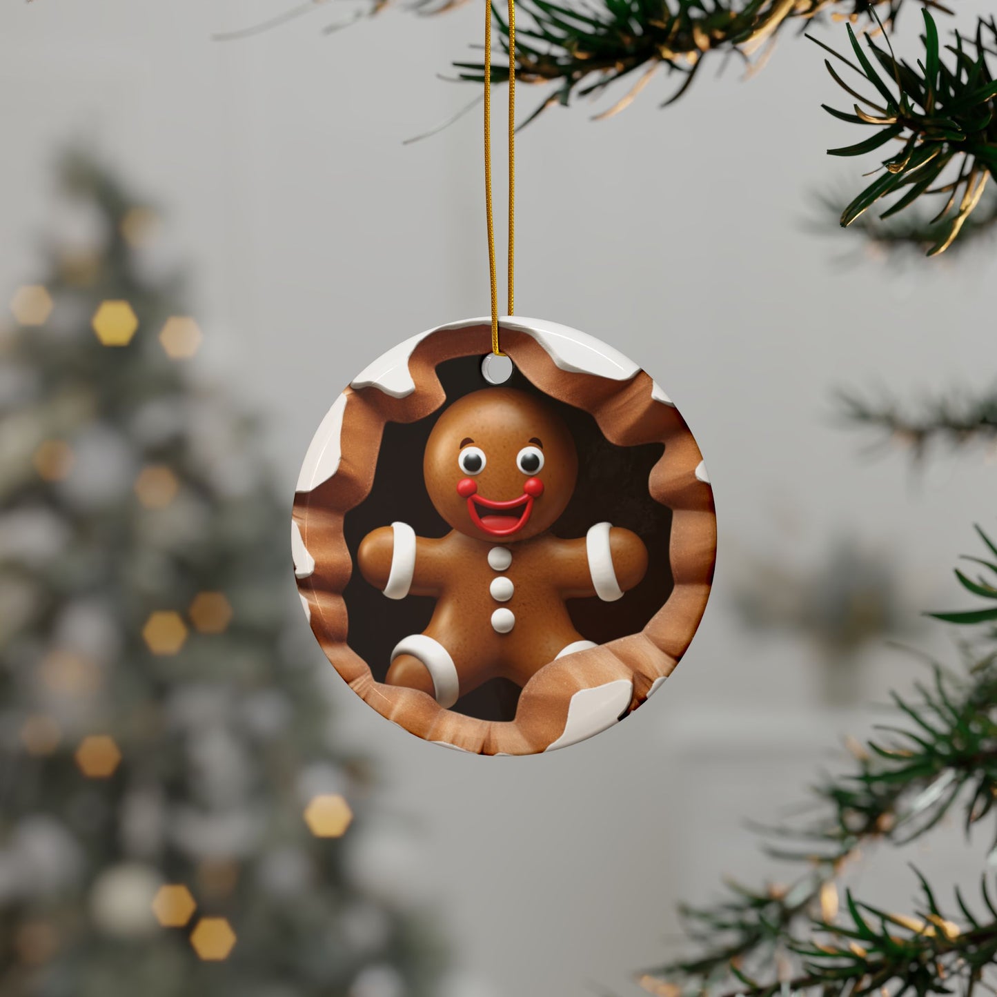 Gingerbread Man Christmas Ceramic Ornament