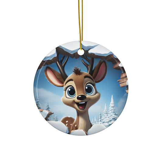 Christmas Reindeer Ceramic Ornament