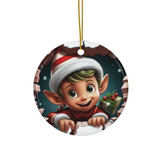 Christmas Elf Ceramic Ornament