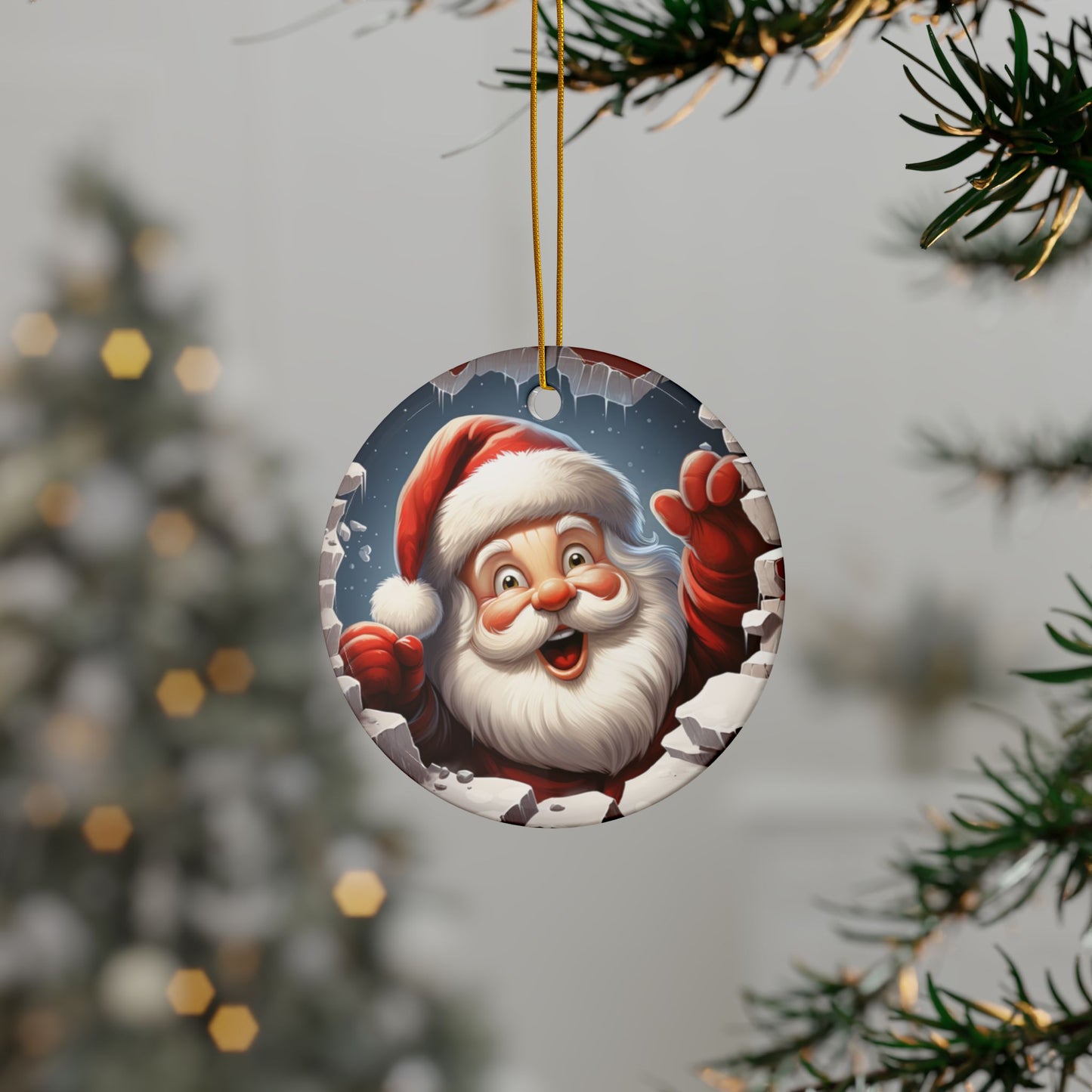 Christmas Santa Ceramic Ornament