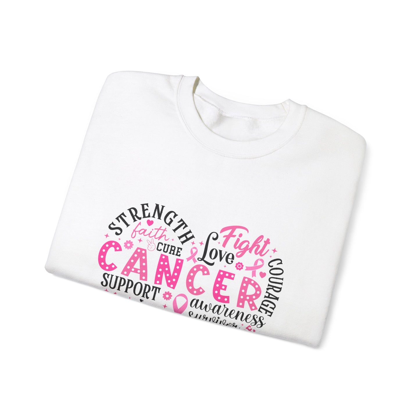 Breast Cancer Awareness Black Lettering Unisex Heavy Blend™ Crewneck Sweatshirt