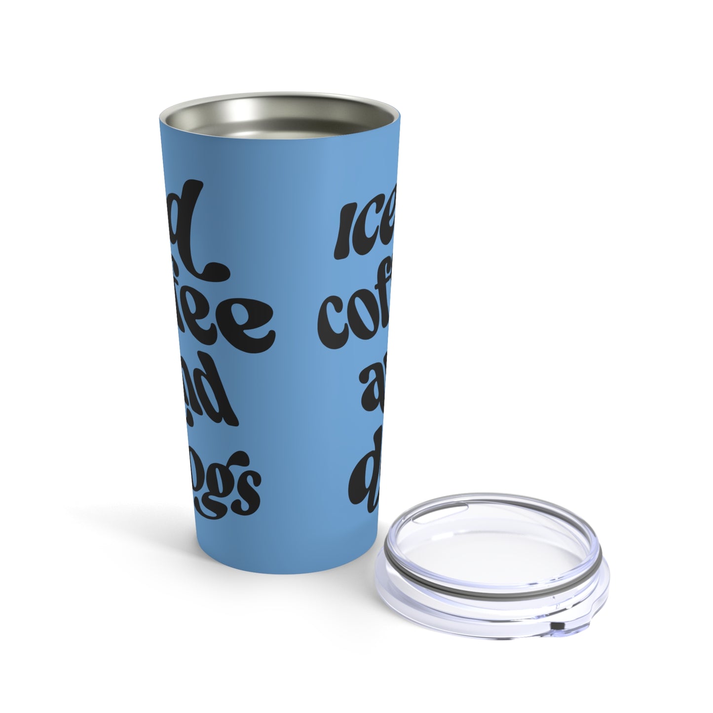 Iced Coffee and Dogs Tumbler Blue Background 20oz