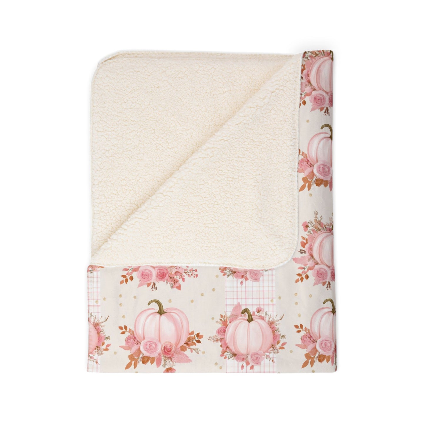 Pink Pumpkins Fleece Sherpa Blanket