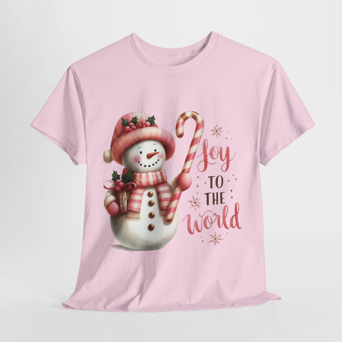 Joy To The World Pink Christmas Heavy Cotton Tee