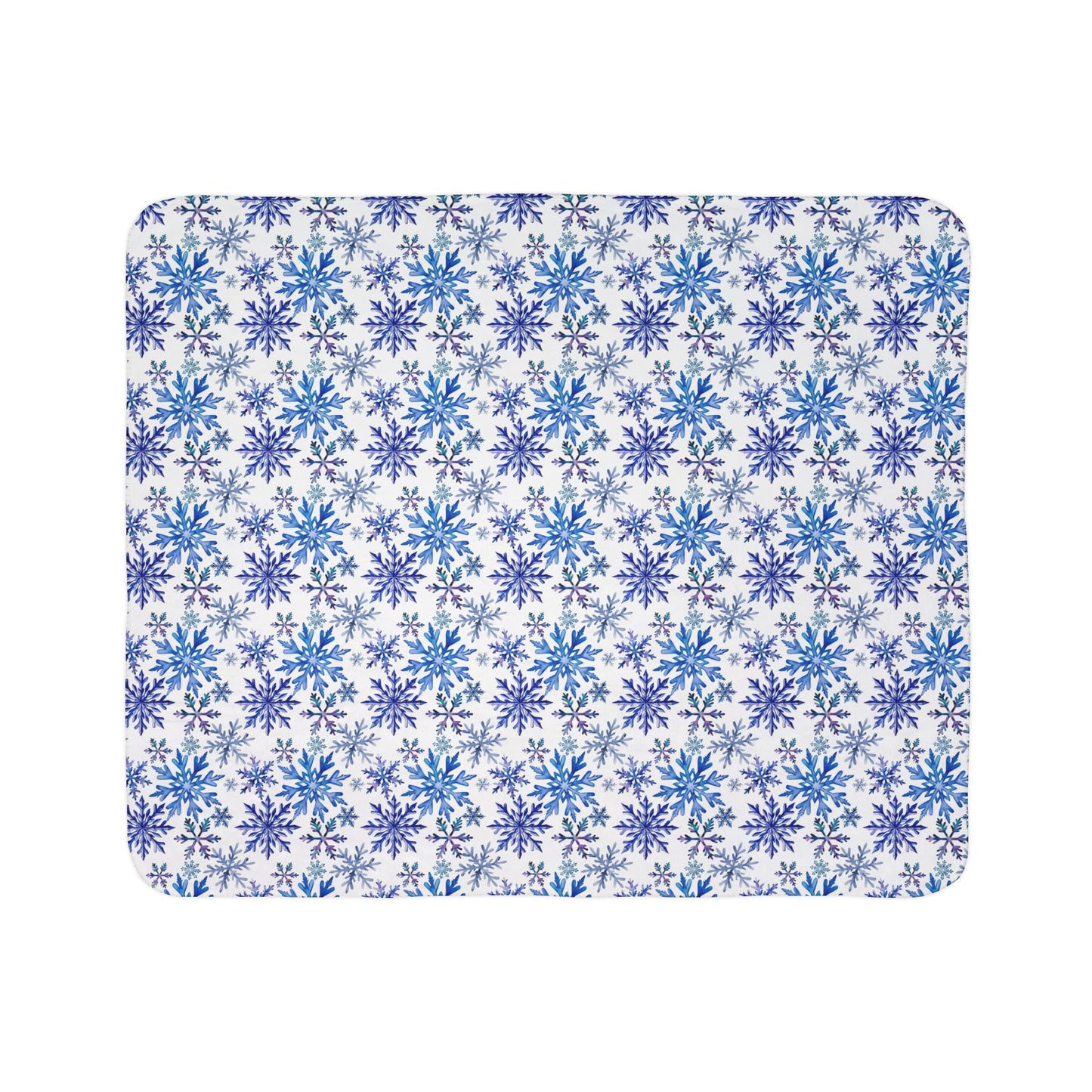 Blue Winter Snowflakes Fleece Sherpa Blanket