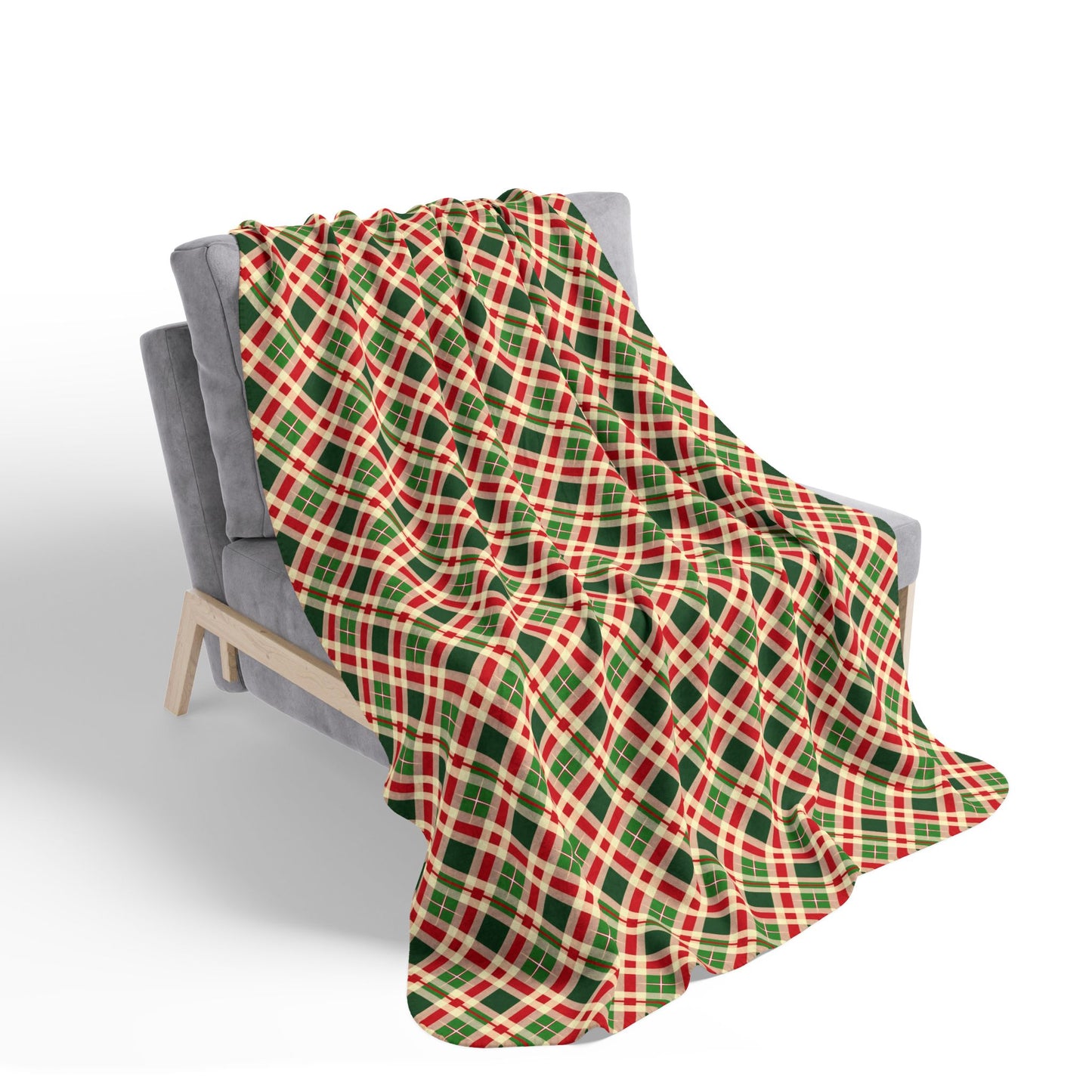 Christmas Plaid 3 Fleece Sherpa Blanket