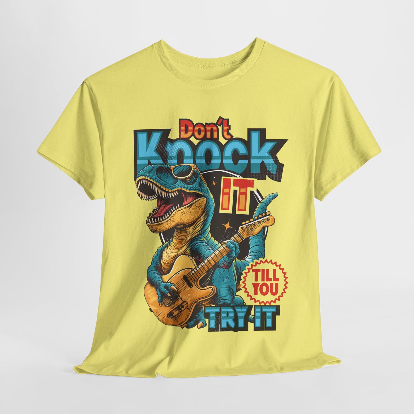 Don't Knock It Funny Dinosaur Heavy Cotton Tee