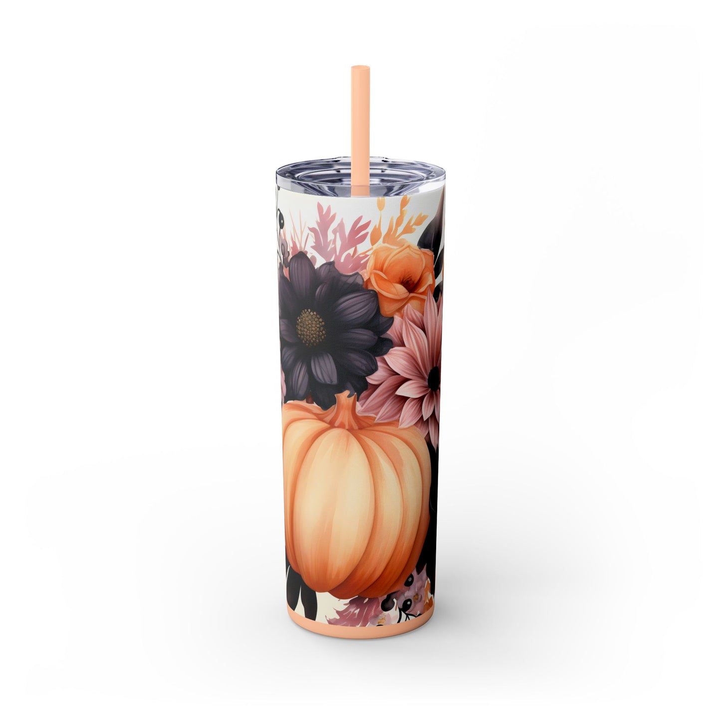 Fall Pumpkins Skinny Tumbler with Straw, 20oz - Style 1