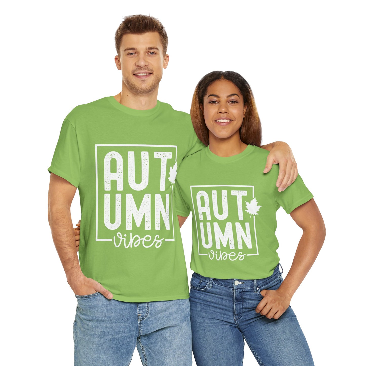 Autumn Vibes White Lettering Unisex Heavy Cotton Tee