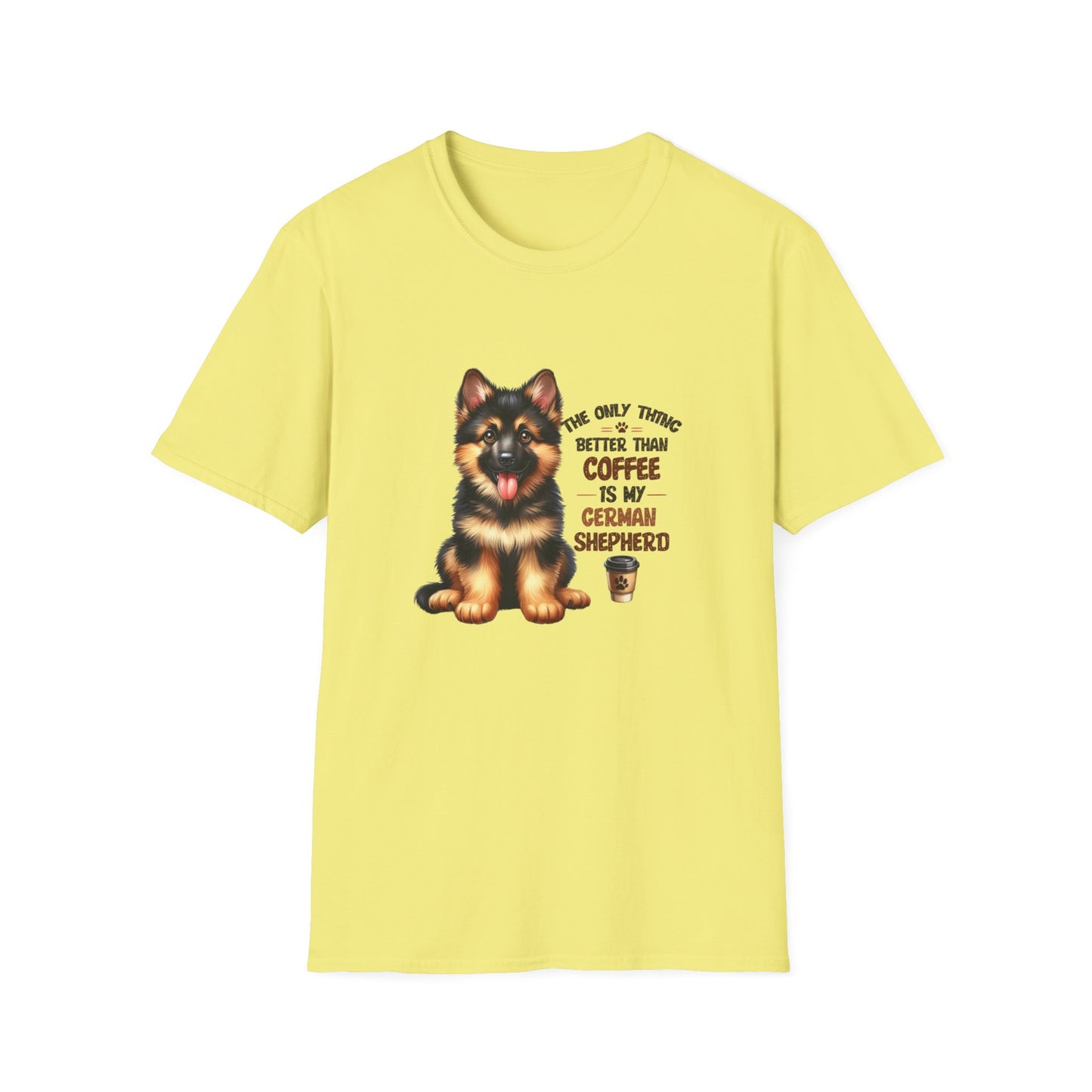 German Shepherd and Coffee Softstyle T-Shirt