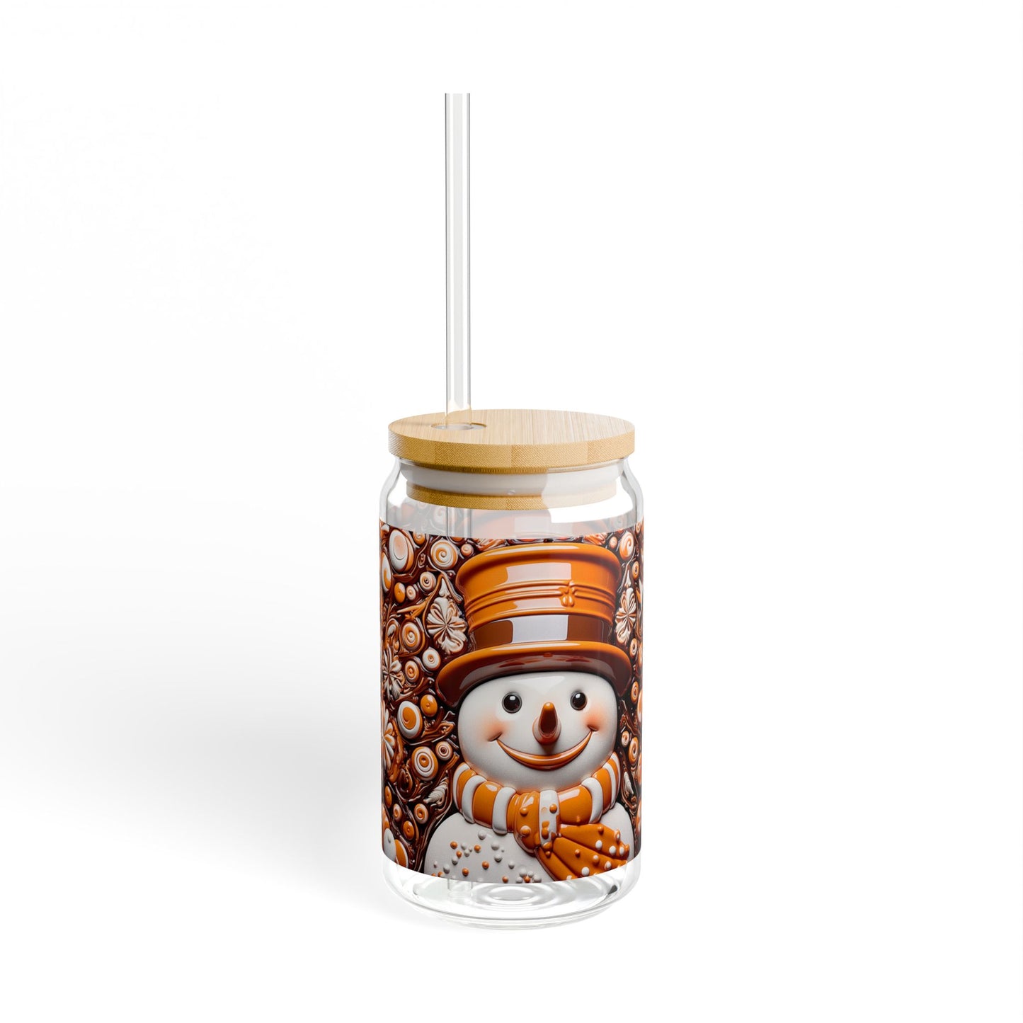 Chocolate Brown Snowman Sipper Glass