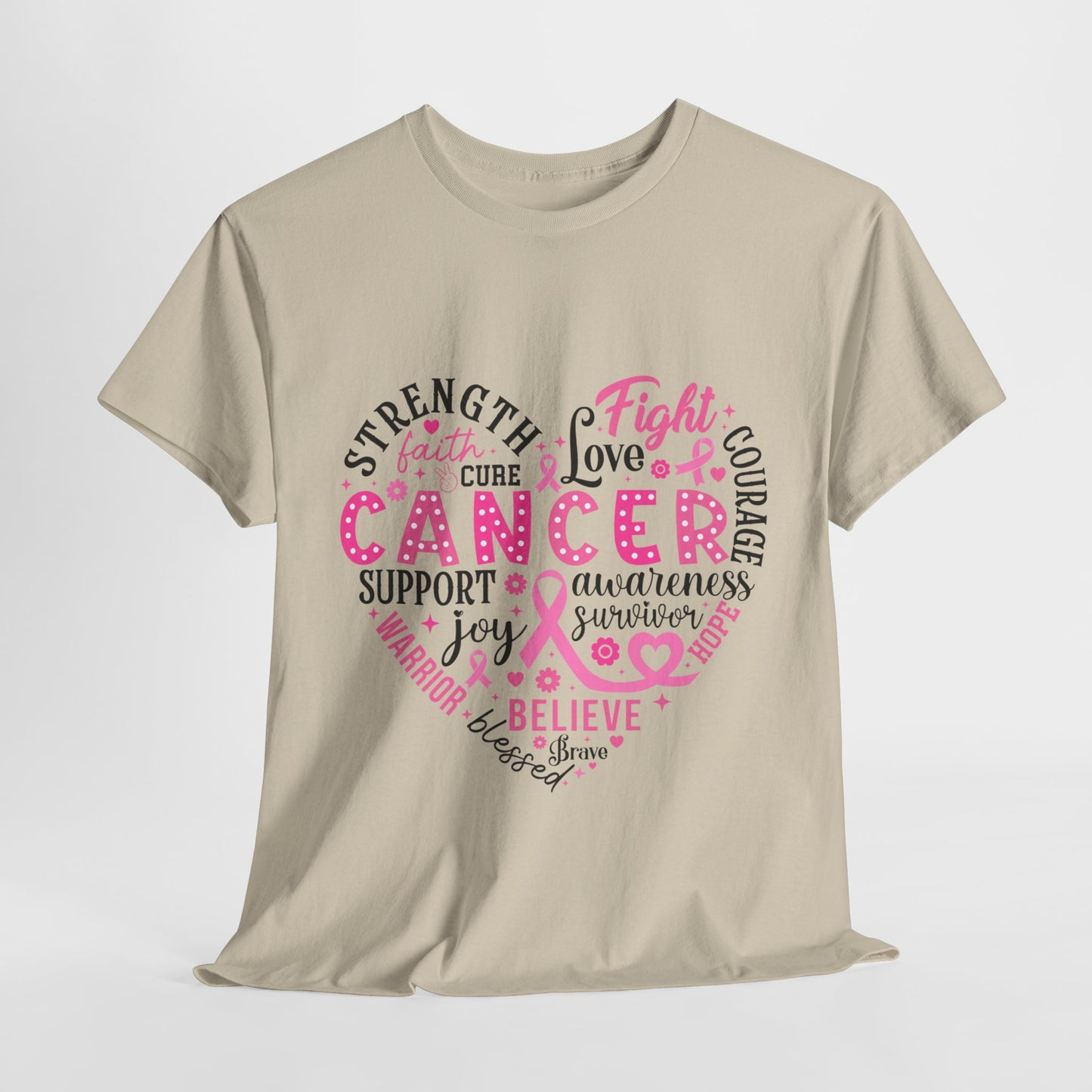 Breast Cancer Awareness Black Lettering Unisex Heavy Cotton Tee