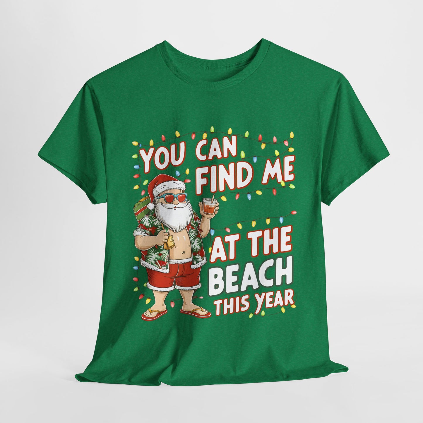 At The Beach This Year Christmas Heavy Cotton Tee