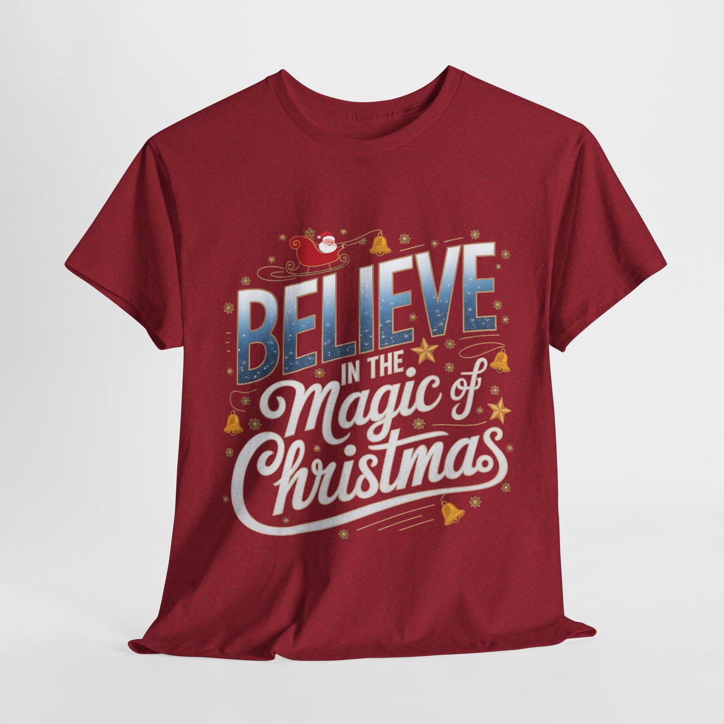 Believe In The Magic Of Christmas Blue Accents Heavy Cotton Tee