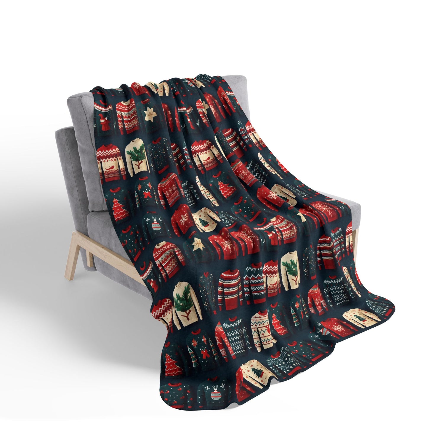 Ugly Christmas Sweater Fleece Sherpa Blanket