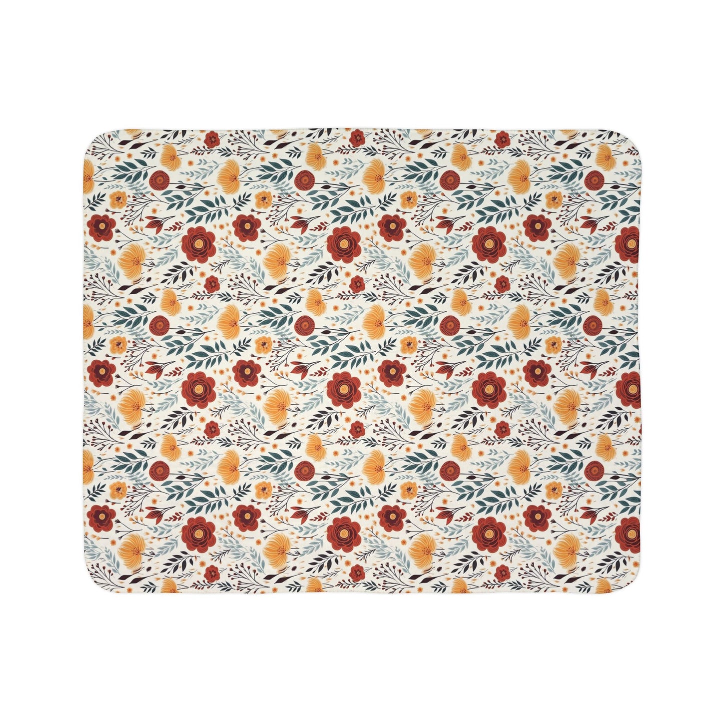 Fall Floral 2 Fleece Sherpa Blanket