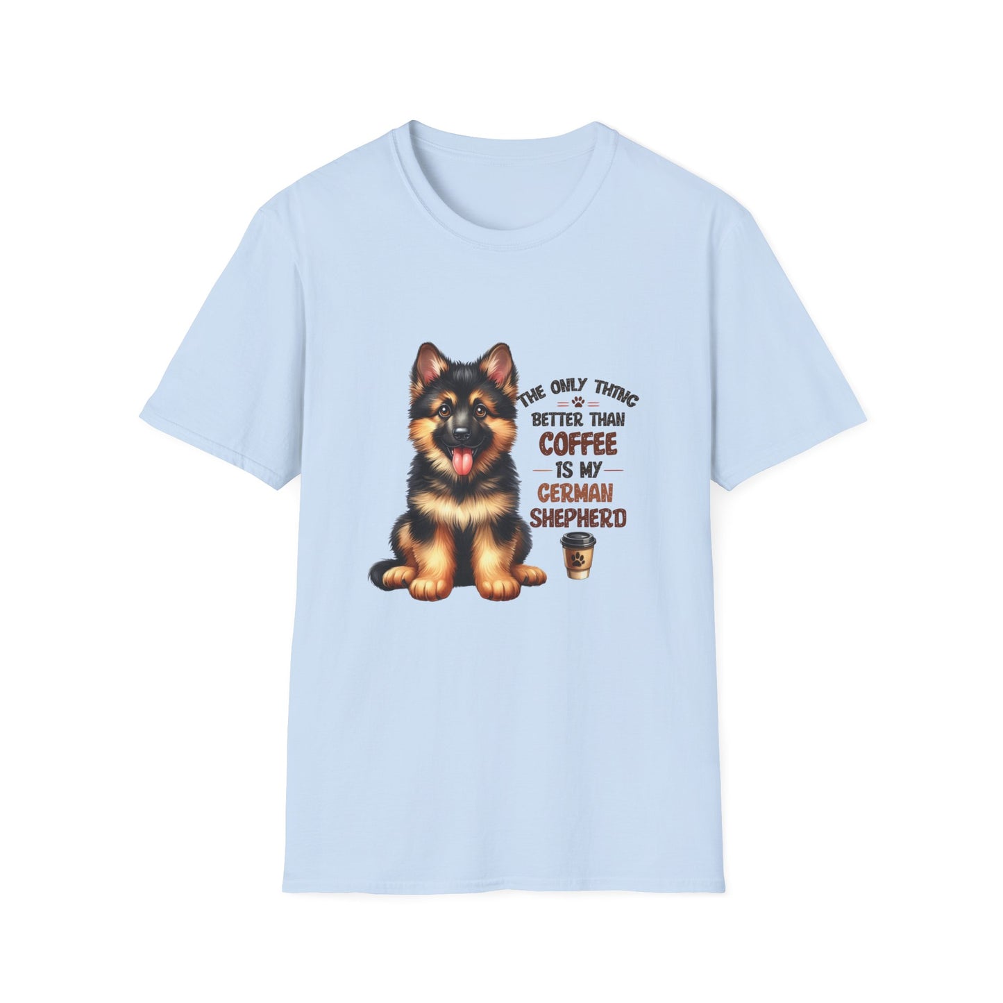 German Shepherd and Coffee Softstyle T-Shirt