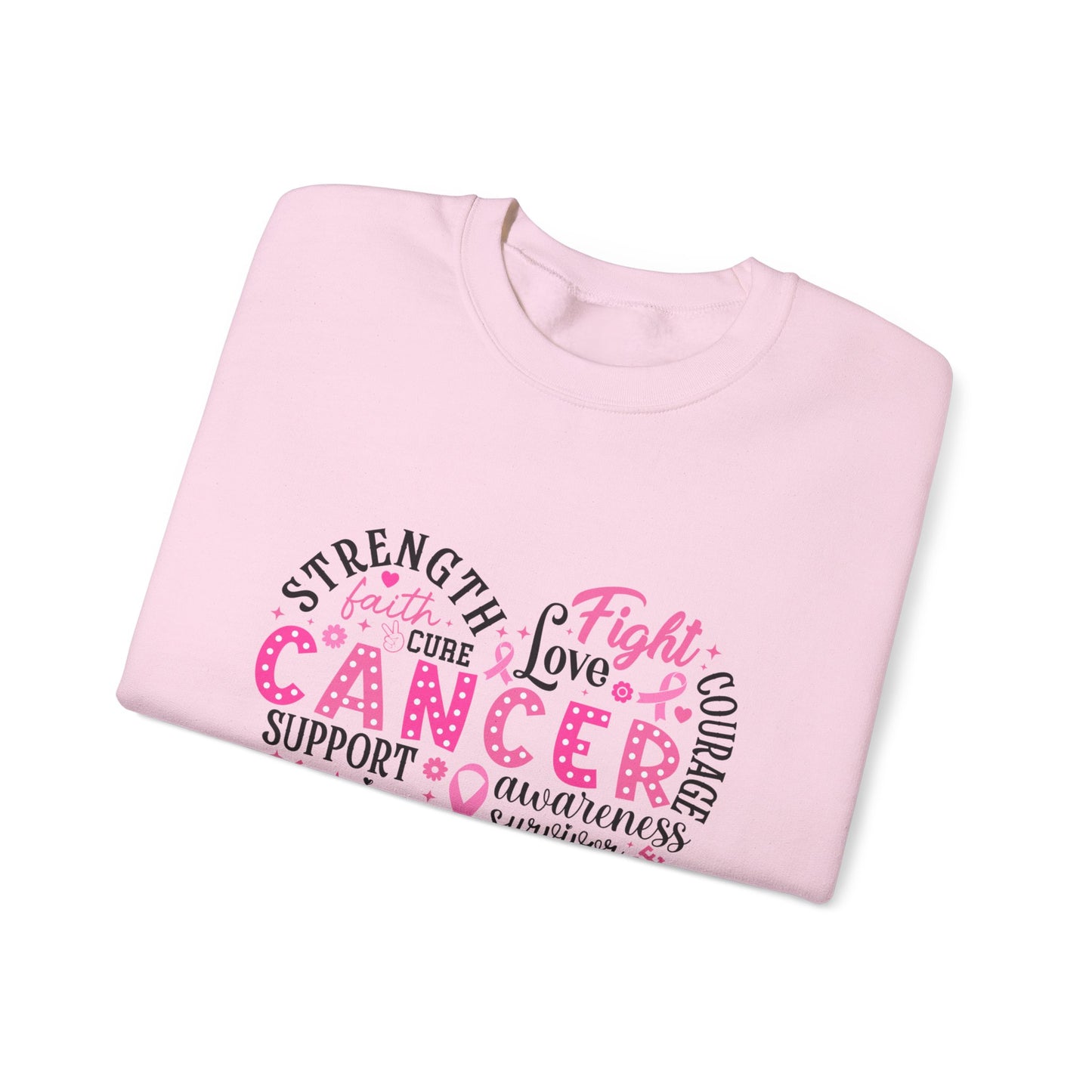 Breast Cancer Awareness Black Lettering Unisex Heavy Blend™ Crewneck Sweatshirt