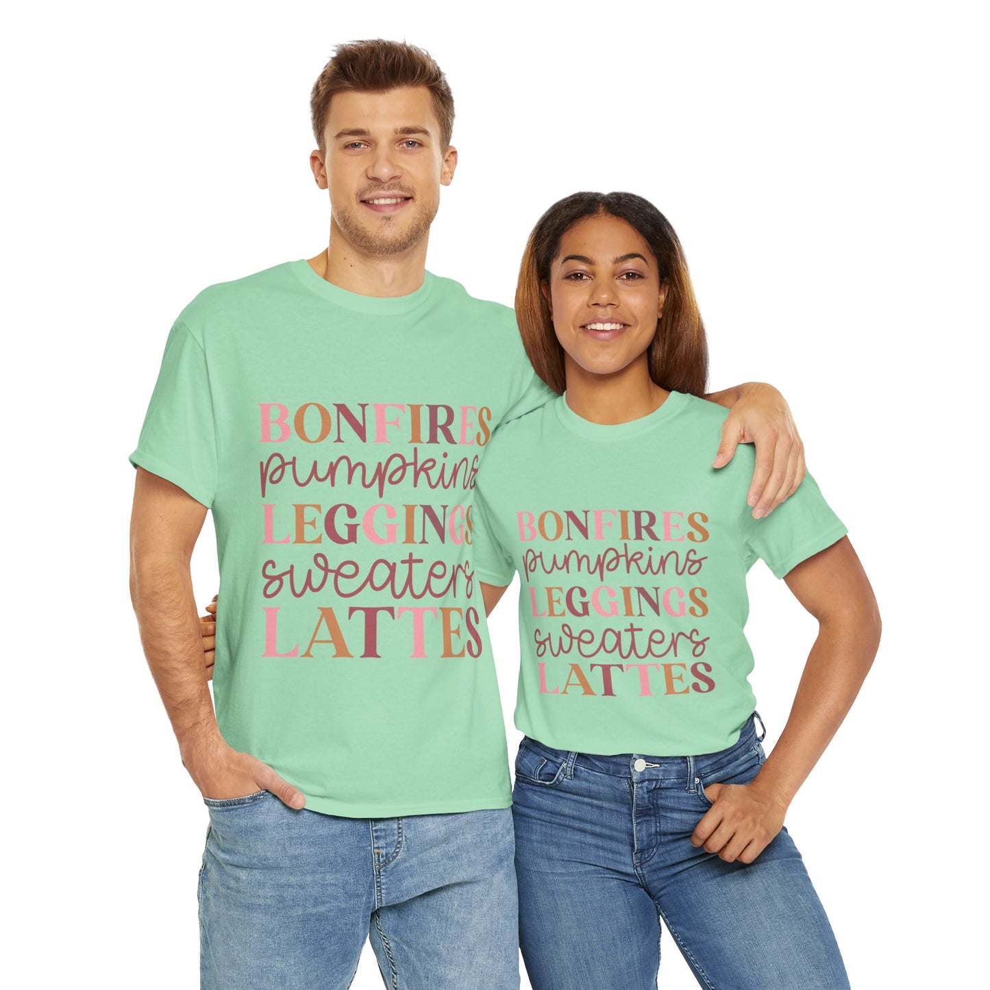 Bonfires Pumpkins Lattes Sweaters Unisex Heavy Cotton Tee