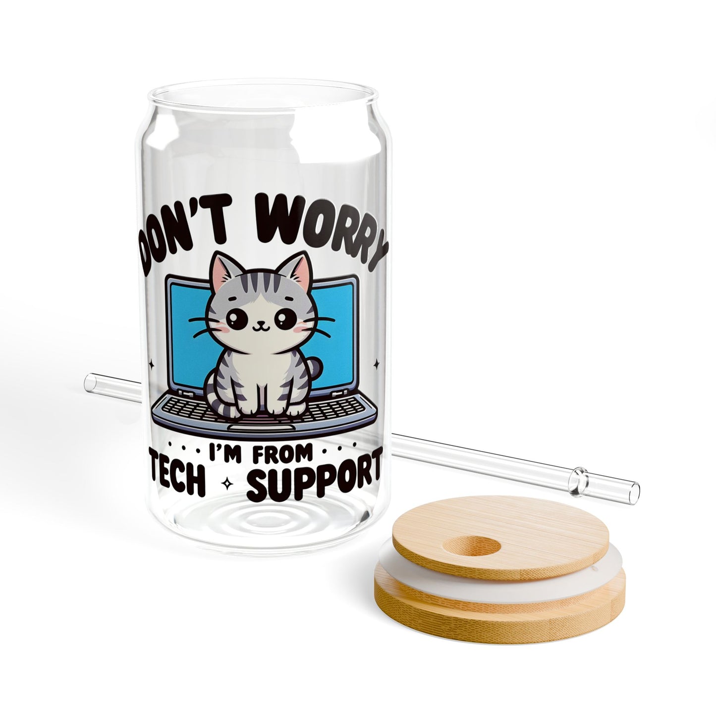 Tech Support Cat Sipper Glass