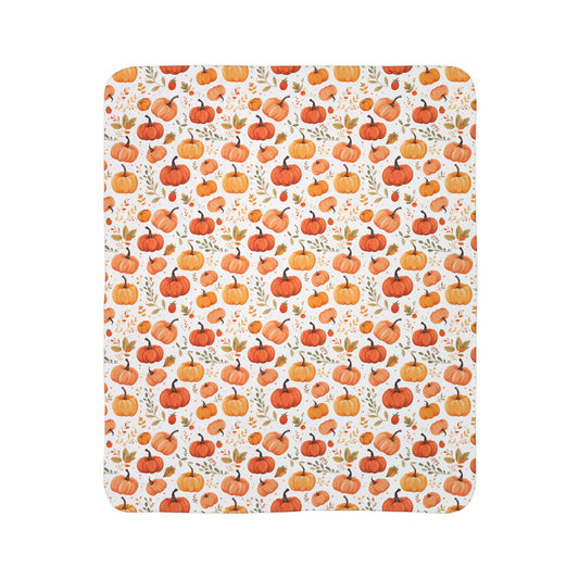 Autumn Pumpkins 3 Fleece Sherpa Blanket