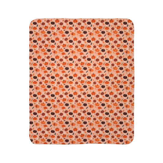 Autumn Pumpkins 4 Fleece Sherpa Blanket