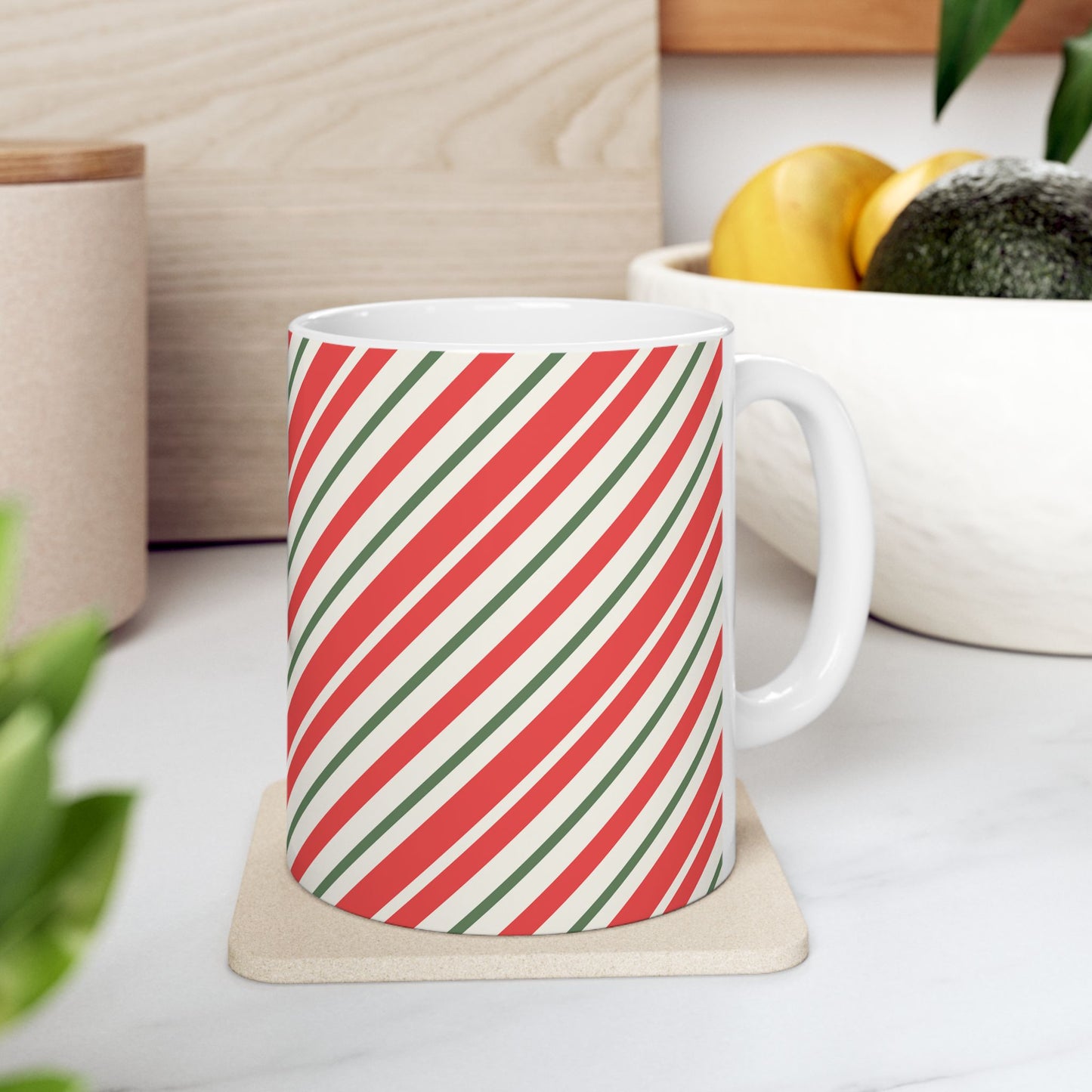 Christmas Stripes Ceramic Mug