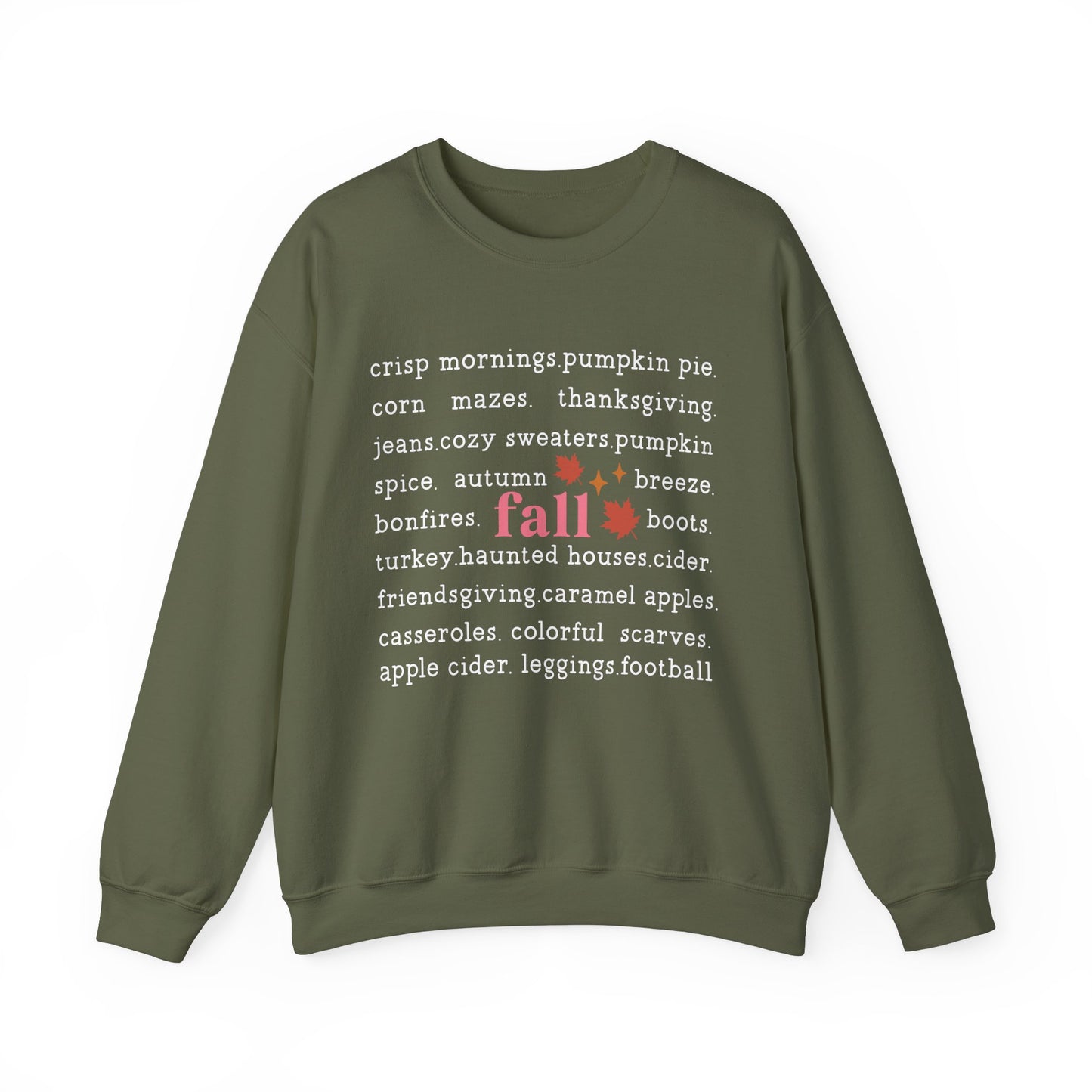 Fall Favorites White Lettering Unisex Heavy Blend™ Crewneck Sweatshirt