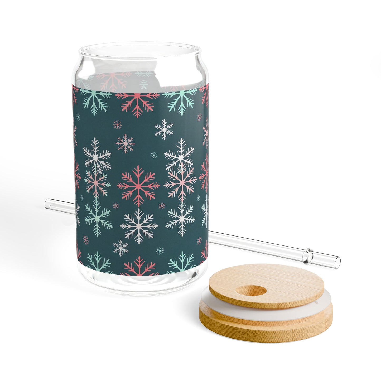 Colorful Snowflakes Sipper Glass