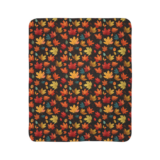 Autumn Leaves 2 Fleece Sherpa Blanket