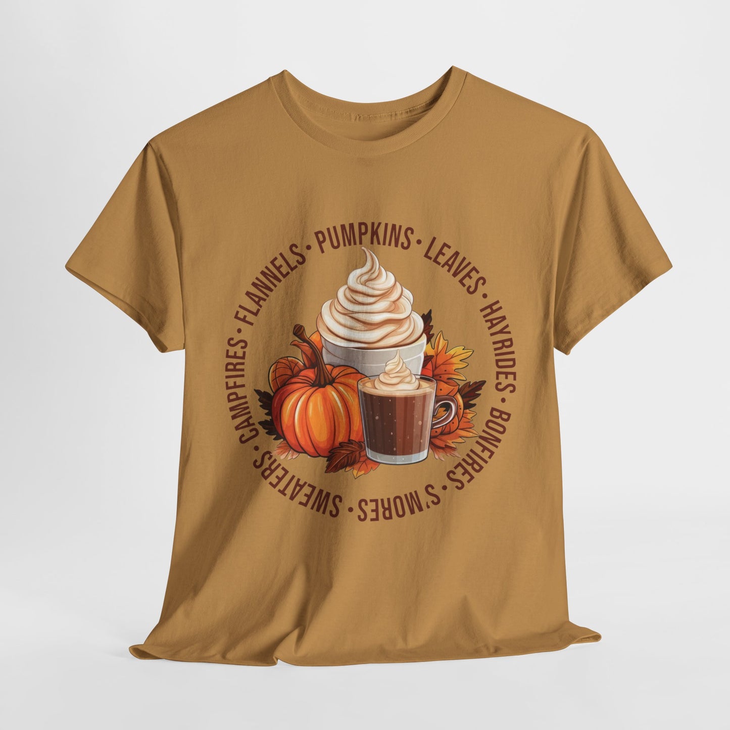 Fall Favorites Campfires Pumpkins Flannels Unisex Heavy Cotton Tee