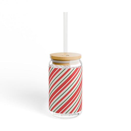 Christmas Stripes Sipper Glass