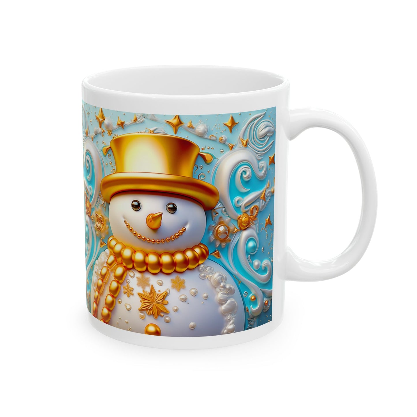 Gold Snowman Ceramic Mug