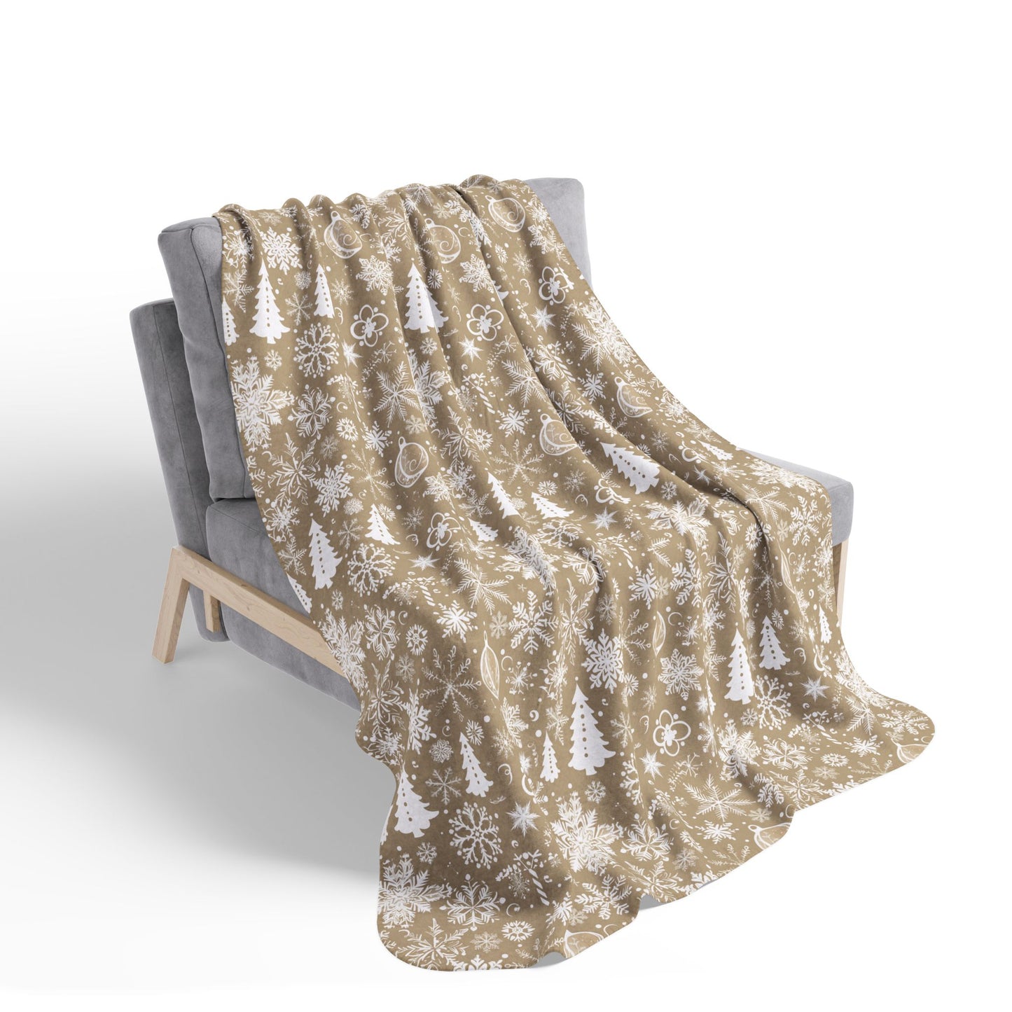 Beige Winter Wonderland Fleece Sherpa Blanket