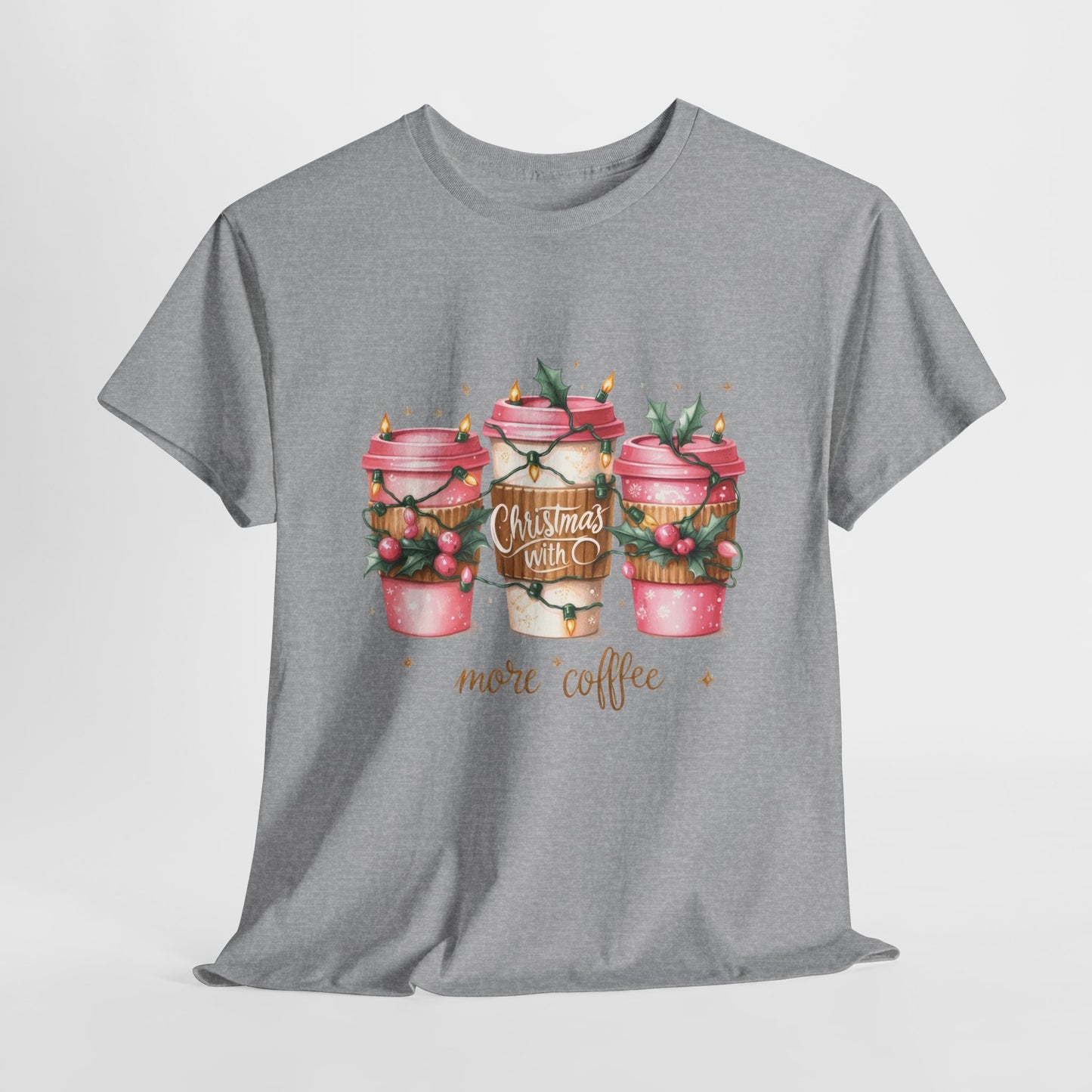 Christmas Coffee Pink Christmas Heavy Cotton Tee