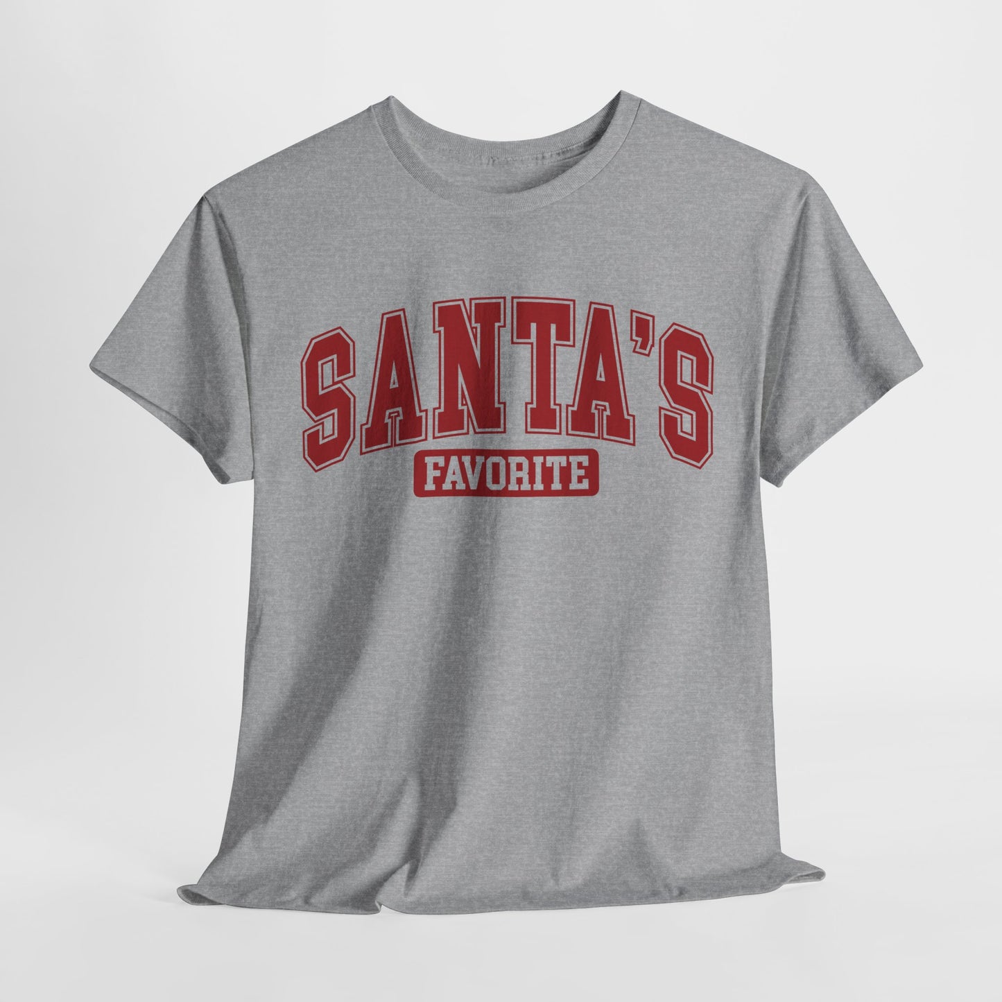 Santa's Favorite Red Lettering Christmas Heavy Cotton Tee