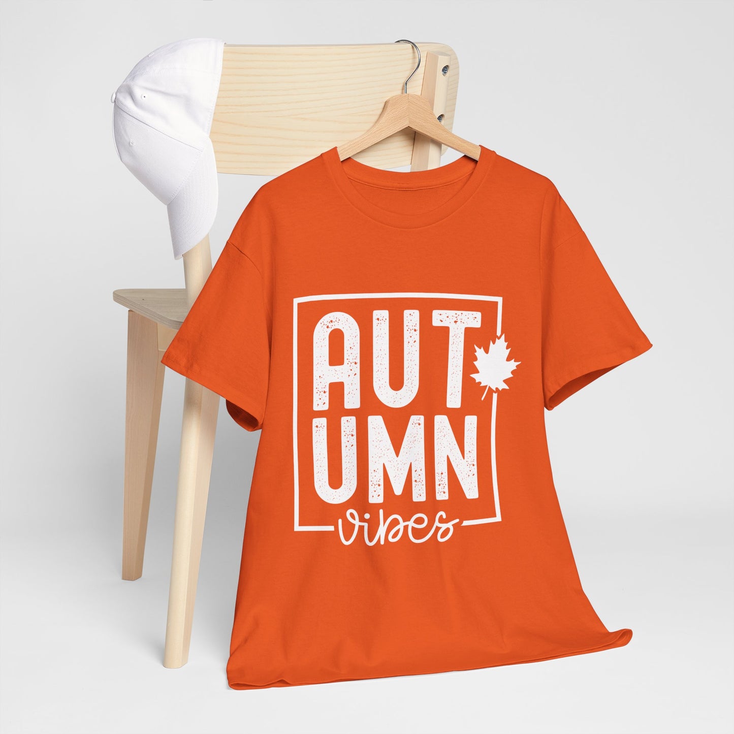 Autumn Vibes White Lettering Unisex Heavy Cotton Tee