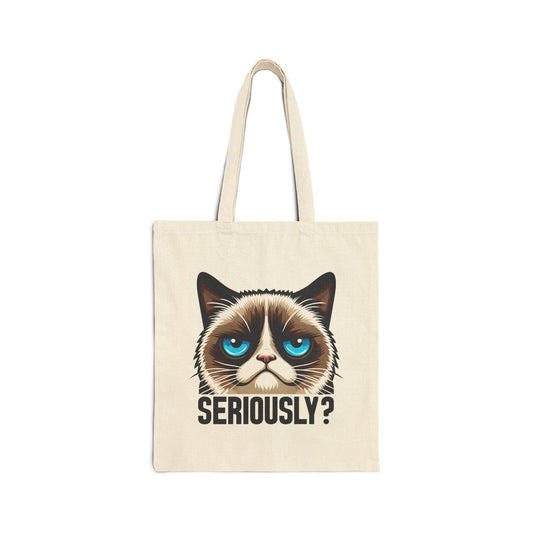 Funny Sarcastic Cat Canvas Tote Bag