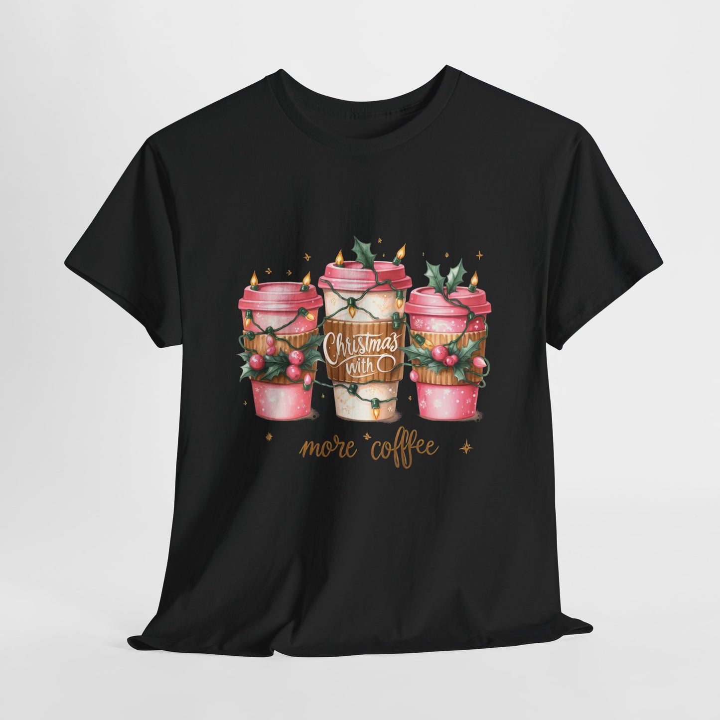 Christmas Coffee Pink Christmas Heavy Cotton Tee