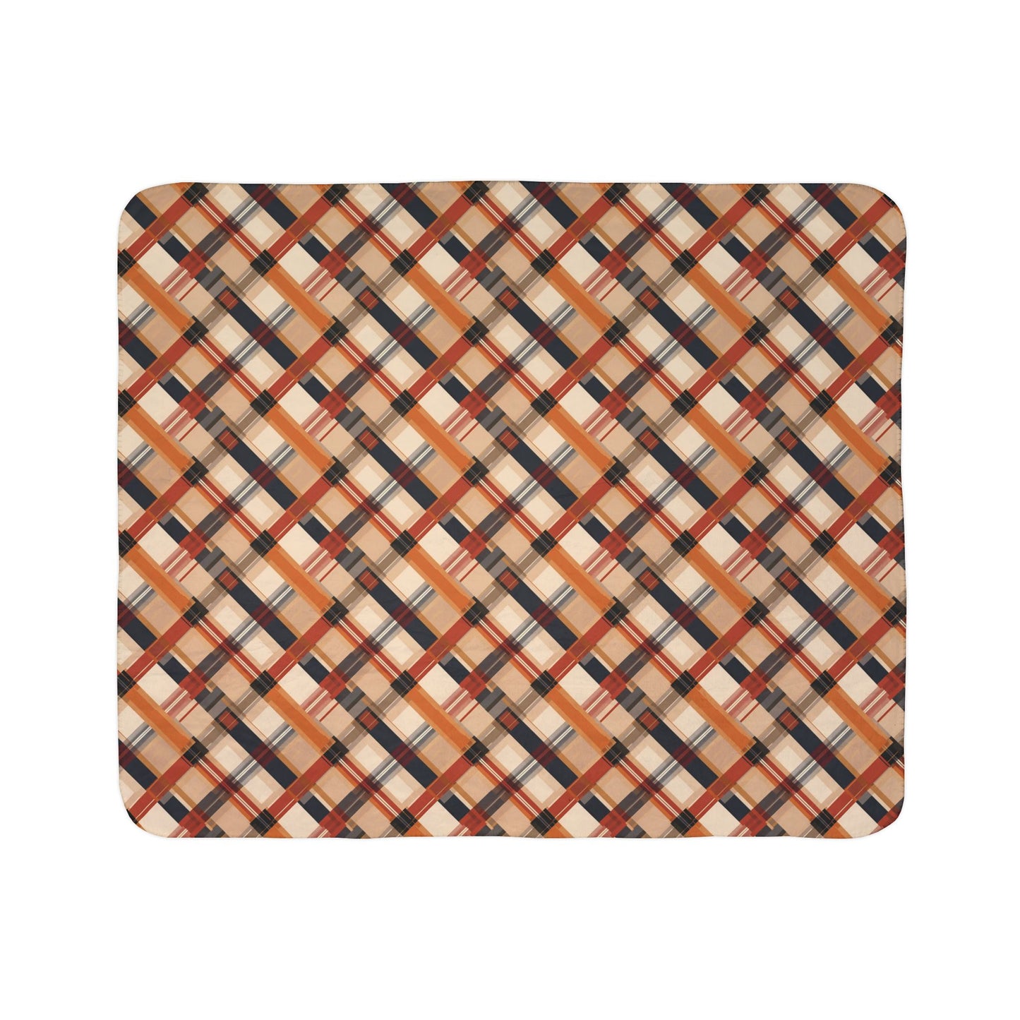 Autumn Plaid 3 Fleece Sherpa Blanket