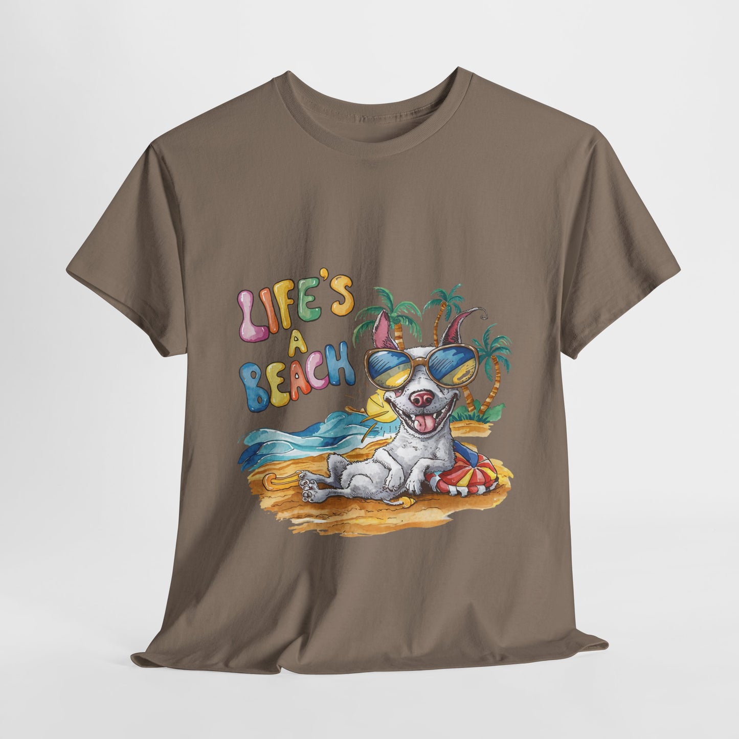 Life's A Beach Funny Dog Unisex Heavy Cotton Tee