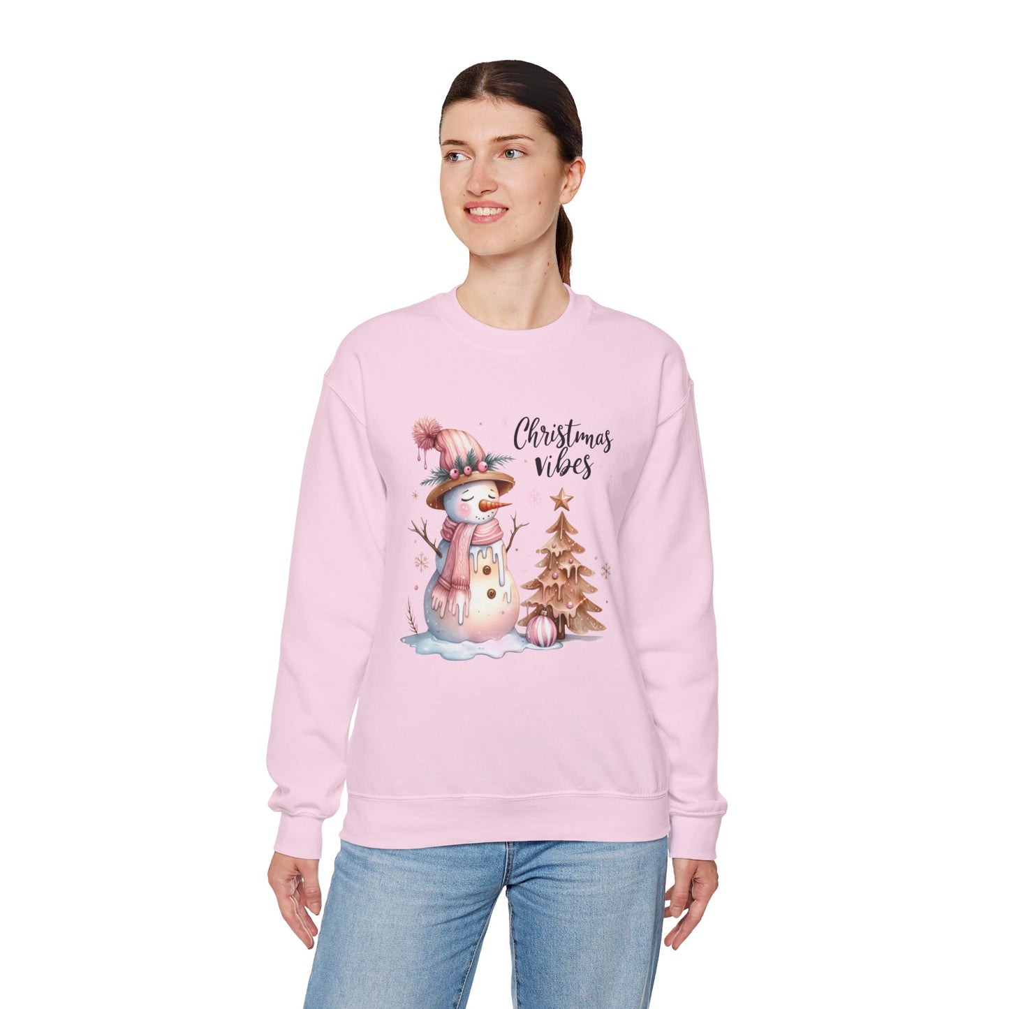 Snowman Pink Christmas Vibes Sweatshirt