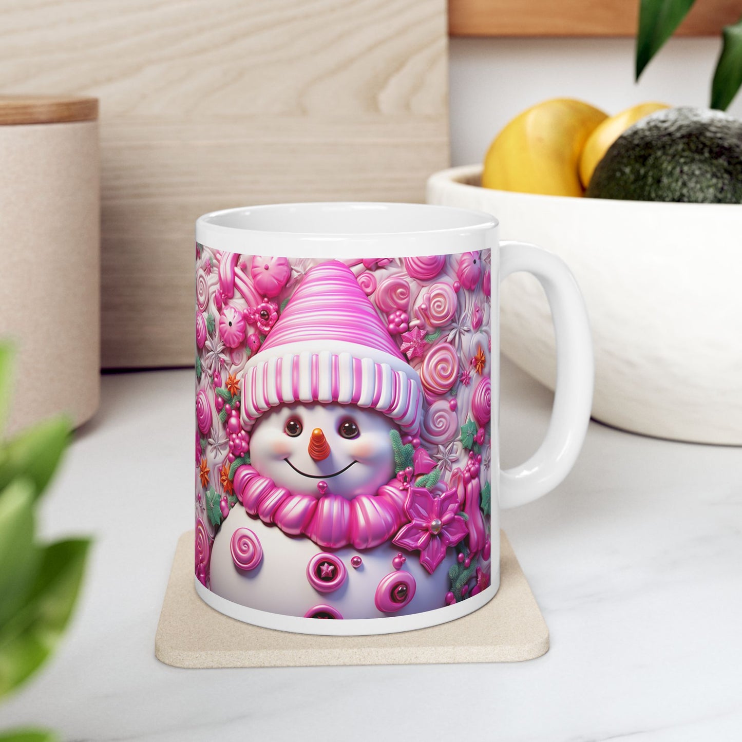 Pinky Snowman Ceramic Mug